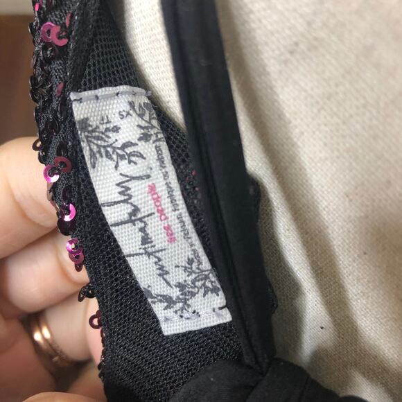 Free People Micro Mini Dress Purple Sequin Plunge V Neck Tie Back Party xs - Picture 5 of 9